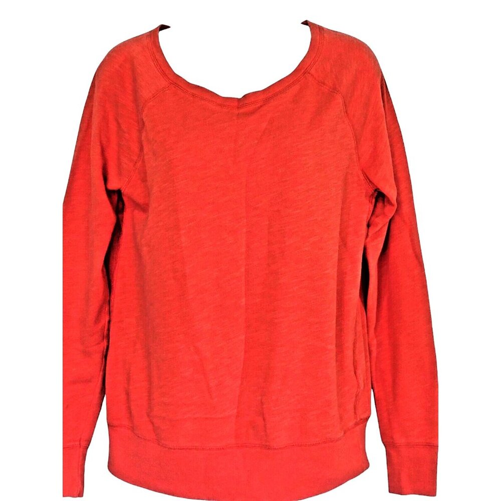 Old Navy Womens Top M Orange Pullover Long Sleeves Round Neck Knit T Shirt